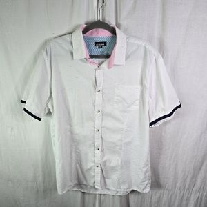 Studio ferera mens button down casual short-sleeved shirt size XXL in wh…